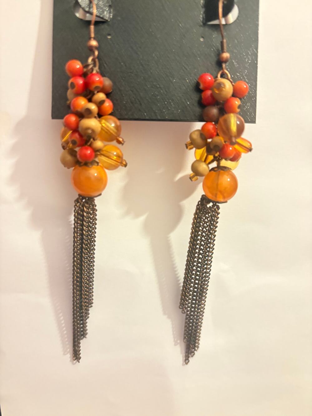 Franco Gia Beaded Tassel Dangle Earrings